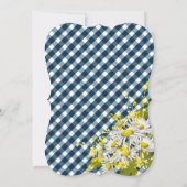 Country Daisy Navy Blue Gingham Karo Baby Showroom Einladung (Rückseite)