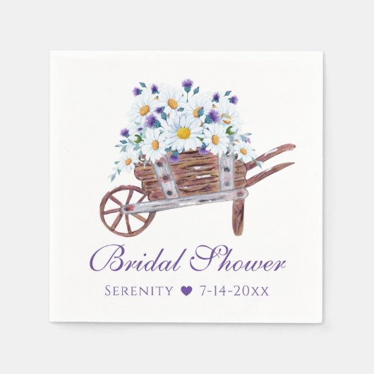 Country Daisy Watercolor Brautparty Serviette (Vorderseite)