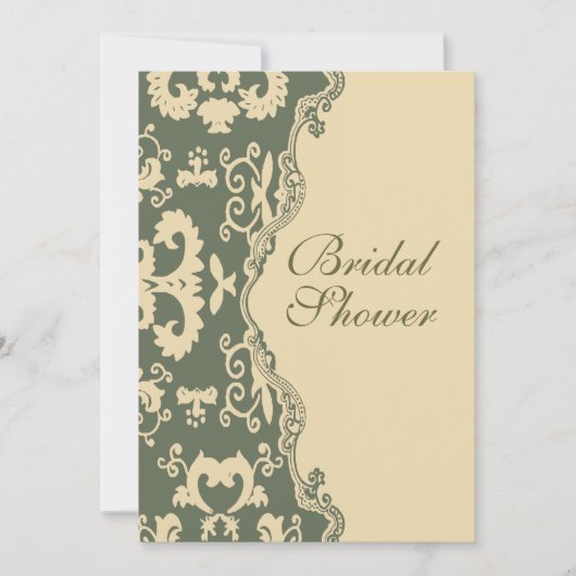 Country Damask Vintag Bridal Dusche Einladung (Vorderseite)