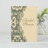 Country Damask Vintag Bridal Dusche Einladung (Stehend Vorderseite)