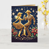 Country Dancers Square Dancers Weihnachtskarte Karte (Gelbe Blume)