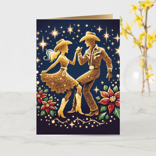 Country Dancers Square Dancers Weihnachtskarte Karte (Gelbe Blume)
