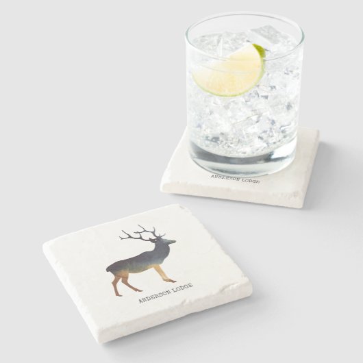 Country Deer Steinuntersetzer (Seitenansicht)