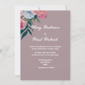 Country dunkelgrün rosa lila blumenreiche Hochzeit Einladung (Vorderseite)