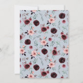 Country Dusty Blue und Burgund Blume Hochzeit Einladung (Rückseite)