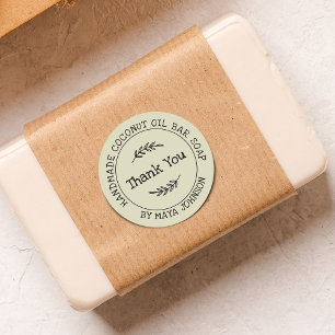 Country Dusty Green Handmade Vielen Dank Runder Aufkleber