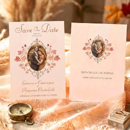 Country Elegance 2 Photo Autumn Watercolor Leaves Save The Date