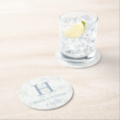 Country Elegant Blue Rose Hochzeit Runder Pappuntersetzer (Vor Ort)