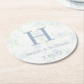 Country Elegant Blue Rose Hochzeit Runder Pappuntersetzer (Angewinkelt)