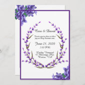 Country Elegante Lila Blumenhochzeit Einladung (Vorne/Hinten)