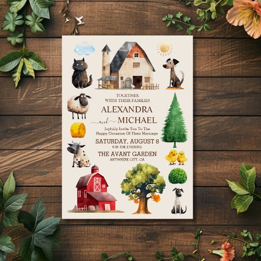 Country Elegante schicke Trendy Farm Wedding Einladung