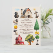 Country Elegante schicke Trendy Farm Wedding Einladung (Stehend Vorderseite)