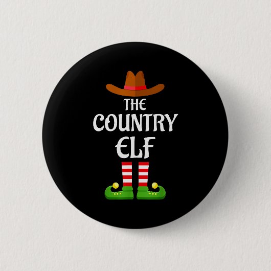 Country Elf Family Matching Group Christmas Cowboy Button (Vorderseite)
