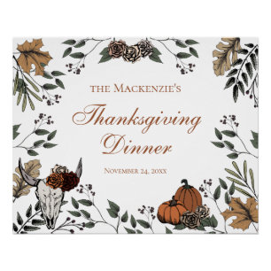 Country Erntedank Party Fall Ernte Bullschädel Poster