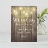 Country Fairy Lights Rustikale Hochzeit im Herbst Einladung (Stehend Vorderseite)