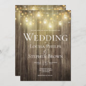 Country Fairy Lights Rustikale Hochzeit im Herbst Einladung (Vorne/Hinten)