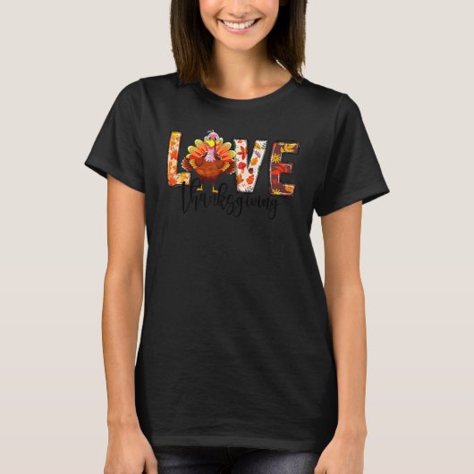 Country Fall Vibes Thankful Love Thanksgiving Turk T-Shirt (Vorderseite)