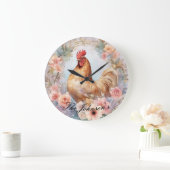 Country Farm Rooster Wall Clock Große Wanduhr (Zuhause)