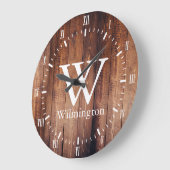 Country Farm Rustic Dark Barn Wood Planks Große Wanduhr (Winkel)