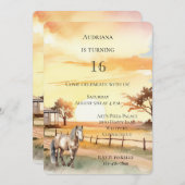 Country Farm Sunset Pferd Geburtstag Einladung (Vorne/Hinten)