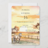 Country Farm Sunset Pferd Geburtstag Einladung (Vorderseite)