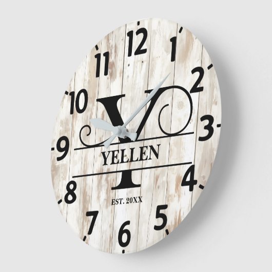 Country Farm Y Monogram Große Wanduhr (Winkel)