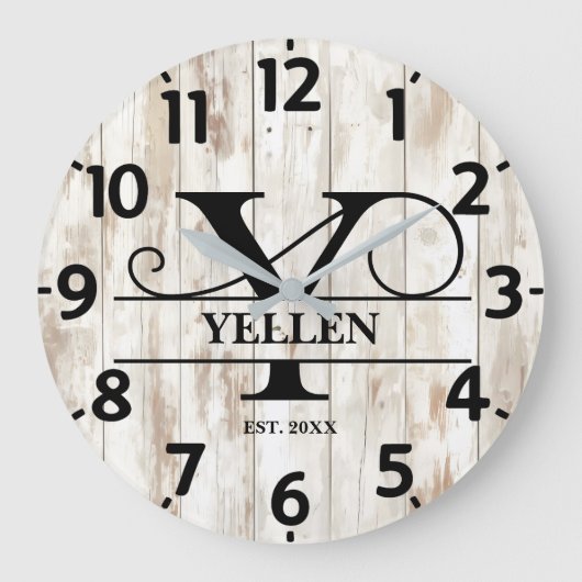 Country Farm Y Monogram Große Wanduhr (Vorderseite)