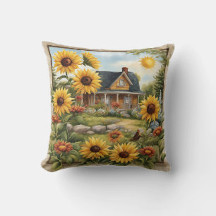 Country Farmhouse Dreamy Golden Sonnenblumen Kissen