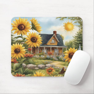 Country Farmhouse Dreamy Golden Sonnenblumen Mousepad