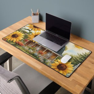 Country Farmhouse Dreamy Golden Sonnenblumen Schreibtischunterlage