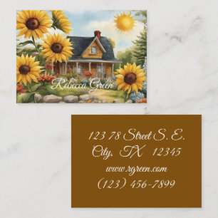 Country Farmhouse Dreamy Golden Sonnenblumen Visitenkarte