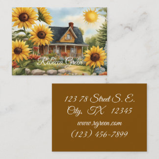 Country Farmhouse Dreamy Golden Sonnenblumen Visitenkarte