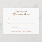 Country Fashail Boutique, Geschenkgutschein (Rückseite)