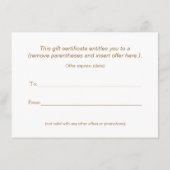 Country Fashail Boutique, Geschenkgutschein (Rückseite)