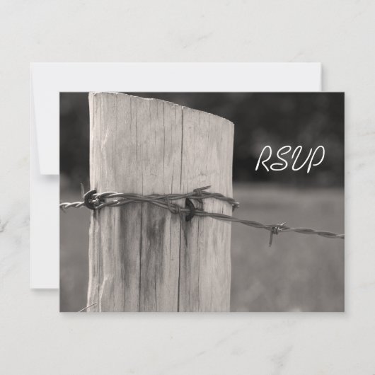 Country Fence Post Country Ranch Wedding RSVP Karte (Vorderseite)