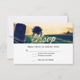 Country Field Fence Post Wedding RSVP Cards