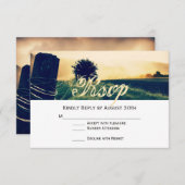 Country Field Fence Post Wedding RSVP Cards (Vorne/Hinten)