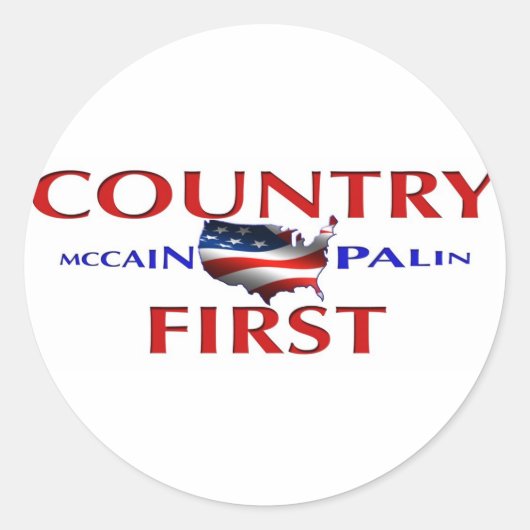 Country First John McCain Sarah Palin Aufkleber (Vorderseite)