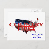 Country First John McCain Sarah Palin Postkarten (Vorne/Hinten)