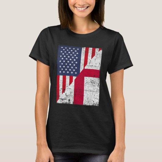 Country Flag Design Half USA Half England T-Shirt (Vorderseite)