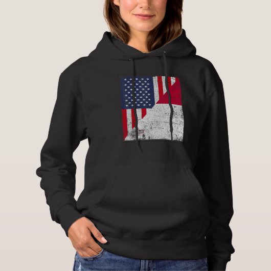 Country Flag Design Half USA Half Malta Hoodie (Vorderseite)