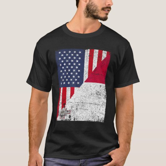 Country Flag Design Half USA Half Malta T-Shirt (Vorderseite)