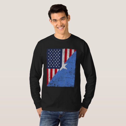 Country Flag Design  Half USA Half Somalia T-Shirt (Vorne ganz)