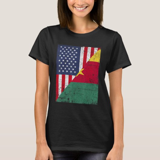 Country Flag  Half USA Half Cameroon T-Shirt (Vorderseite)
