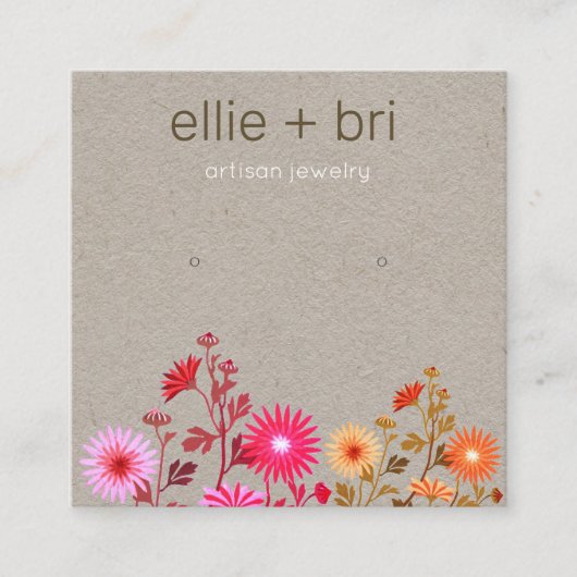 Country Floral Boho Kraft Stuhlvorführung Quadratische Visitenkarte (Vorderseite)