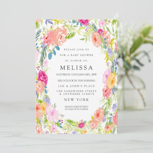 Country Floral Garden BABY Dusche einladen Einladung (Stehend Vorderseite)