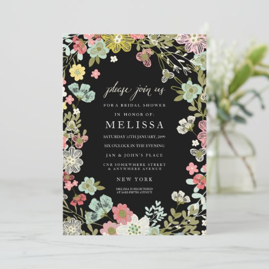 Country Floral Garden Brautparty Einladung (Stehend Vorderseite)