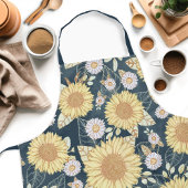 Country Floral Gelb Sonnenblume Navy Blauer Schürz Schürze