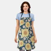 Country Floral Gelb Sonnenblume Navy Blauer Schürz Schürze (Getragen)
