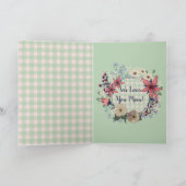 Country Floral Gingham Karo Minze Green | Mutter Karte (Innenseite)